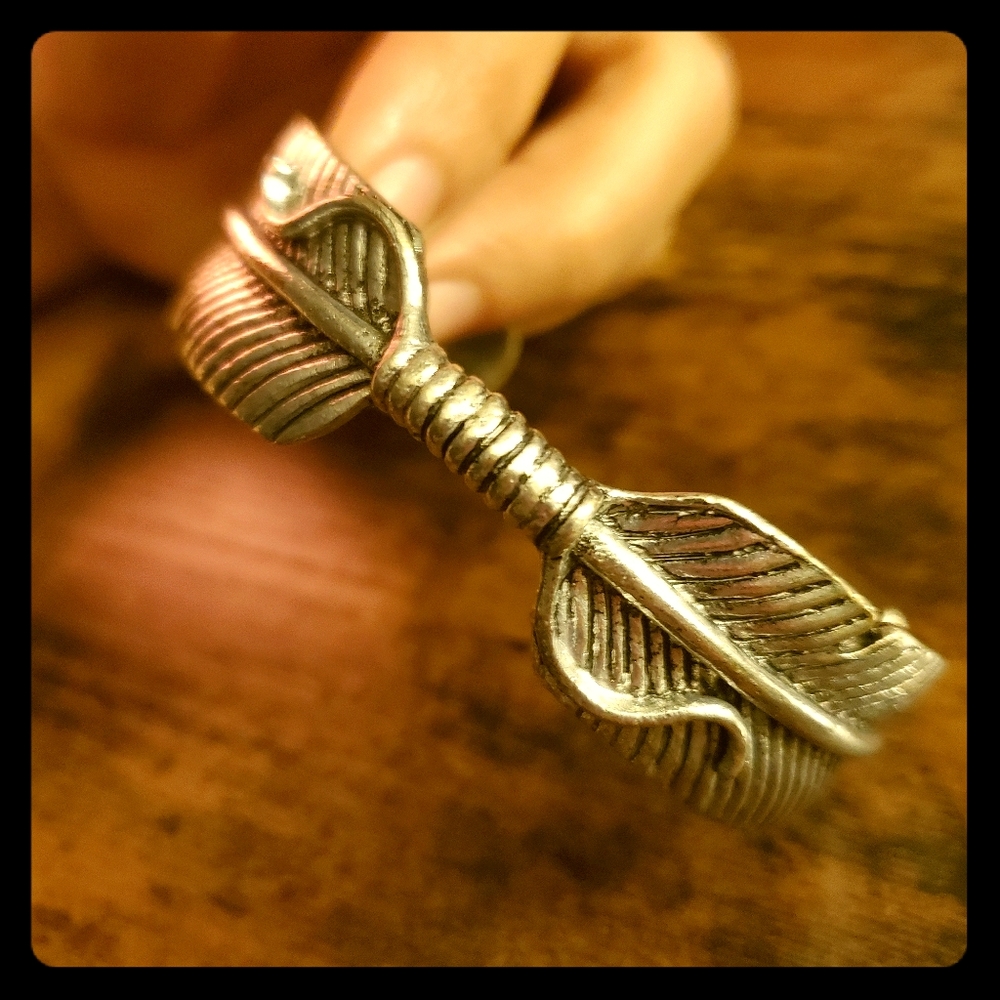 Cinched Feather Cuff Bracelet